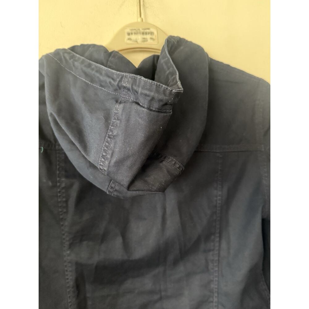 J Crew Unisex Hooded Zip Jacket Military Field Cargo Jacket Sz Med Navy Blue EUC - Picture 8 of 8